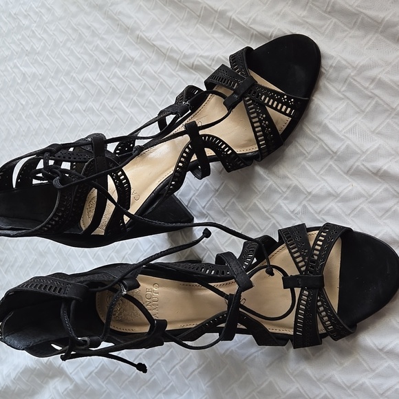 Vince Camuto Mindie Elegant Black Lace Up Heels Office Minimalist Summer Shoes - Picture 3 of 13